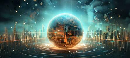 globe world earth map planet city, ai photo