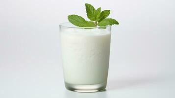 Photo of a Ayran drink isolated on white background. Generative AI