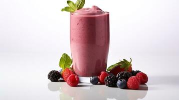 Photo of a Berry Smoothie isolated on white background. Generative AI