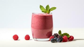 Photo of a Berry Smoothie isolated on white background. Generative AI