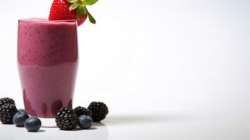 Photo of a Berry Smoothie isolated on white background. Generative AI