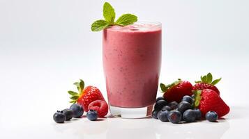 Photo of a Berry Smoothie isolated on white background. Generative AI