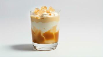 Photo of a Butterscotch Steamer drink isolated on white background. Generative AI