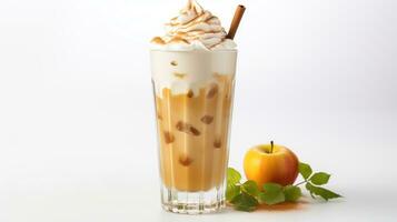 Photo of a Caramel Apple Spice drink isolated on white background. Generative AI