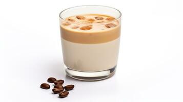 Photo of a Chestnut Praline Latte drink isolated on white background. Generative AI