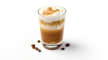 Photo of a Chestnut Praline Latte drink isolated on white background. Generative AI