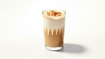 Photo of a Chestnut Cream Latte drink isolated on white background. Generative AI