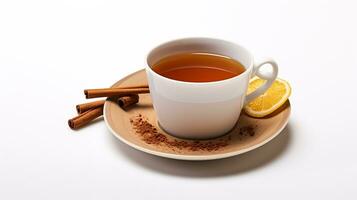 Photo of a Cinnamon Hot Toddy drink isolated on white background. Generative AI