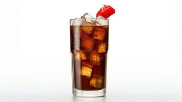 Photo of a Coca-Cola drink isolated on flat white background. Generative AI