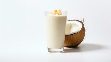 Photo of a Coconut Pina Colada Smoothie isolated on white background. Generative AI