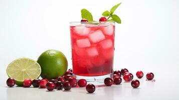 Photo of a Cranberry Punch drink isolated on white background. Generative AI