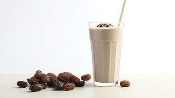 Photo of a Date Milkshake drink isolated on white background. Generative AI