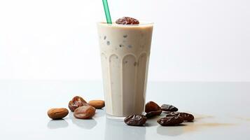 Photo of a Date Milkshake drink isolated on white background. Generative AI