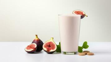 Photo of a Fig and Honey Smoothie drink isolated on white background. Generative AI