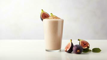 Photo of a Fig and Honey Smoothie drink isolated on white background. Generative AI