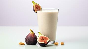 Photo of a Fig and Honey Smoothie drink isolated on white background. Generative AI