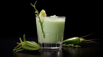 Photo of a Grasshopper drink isolated on black background. Generative AI