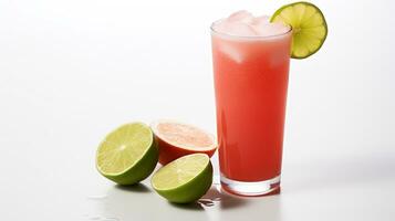 Photo of a Guava Juice drink isolated on white background. Generative AI