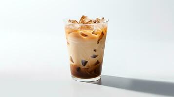 Photo of a Iced Chai Latte drink isolated on white background. Generative AI