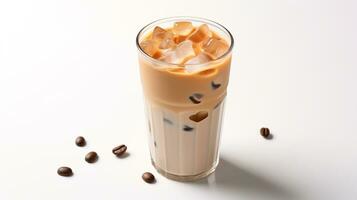 Photo of a Iced Chai Latte drink isolated on white background. Generative AI