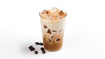 Photo of a Iced Coffee drink isolated on white background. Generative AI