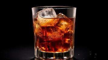 Photo of a Jallab drink isolated on black background. Generative AI