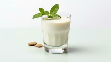 Photo of a Laban Ayran drink isolated on white background. Generative AI