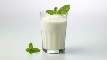 Photo of a Laban Ayran drink isolated on white background. Generative AI