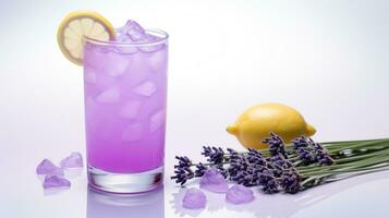 Photo of a Lavender Lemonade drink isolated on white background. Generative AI