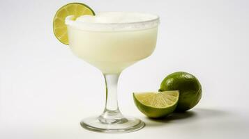 Photo of a Margarita isolated on flat white background. Generative AI