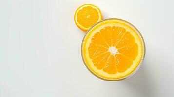 Photo of a Orange Juice isolated on flat white background. Generative AI