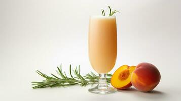 Photo of a Peach Bellini isolated on flat white background. Generative AI