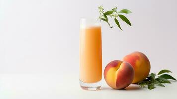 Photo of a Peach Bellini isolated on flat white background. Generative AI