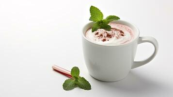 Photo of a Peppermint Hot Chocolate isolated on flat white background. Generative AI