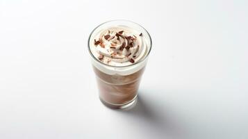 Photo of a Peppermint Mocha isolated on flat white background. Generative AI