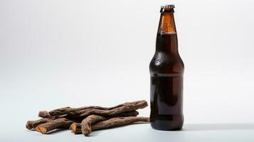 Photo of a Root Beer isolated on flat white background. Generative AI