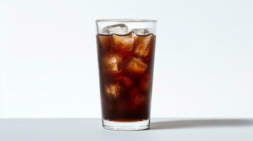 Photo of a Root Beer isolated on flat white background. Generative AI