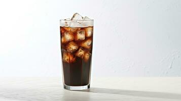 Photo of a Root Beer isolated on flat white background. Generative AI