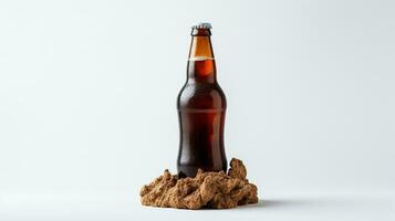 Photo of a Root Beer isolated on flat white background. Generative AI