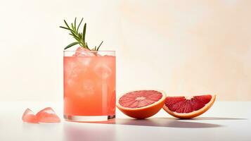 Photo of a Rosemary Grapefruit Spritz isolated on flat white background. Generative AI