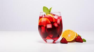 Photo of a Sangria isolated on flat white background. Generative AI