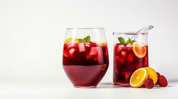 Photo of a Sangria isolated on flat white background. Generative AI