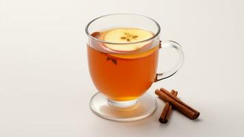 Photo of a Spiced Apple Cider isolated on flat white background. Generative AI