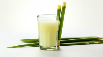 Photo of a Sugarcane Juice isolated on flat white background. Generative AI