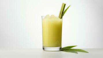 Photo of a Sugarcane Juice isolated on flat white background. Generative AI