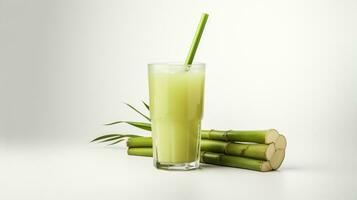 Photo of a Sugarcane Juice isolated on flat white background. Generative AI