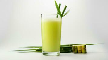 Photo of a Sugarcane Juice isolated on flat white background. Generative AI