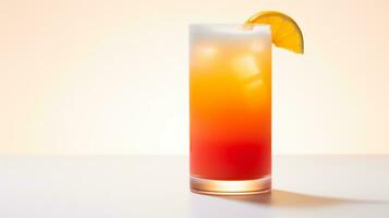 Photo of a Tequila Sunrise isolated on flat white background. Generative AI