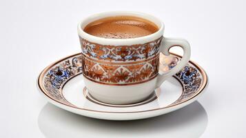 Photo of a Turkish Coffee isolated on flat white background. Generative AI