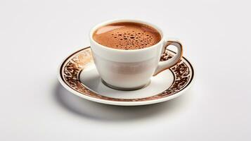 Photo of a Turkish Coffee isolated on flat white background. Generative AI